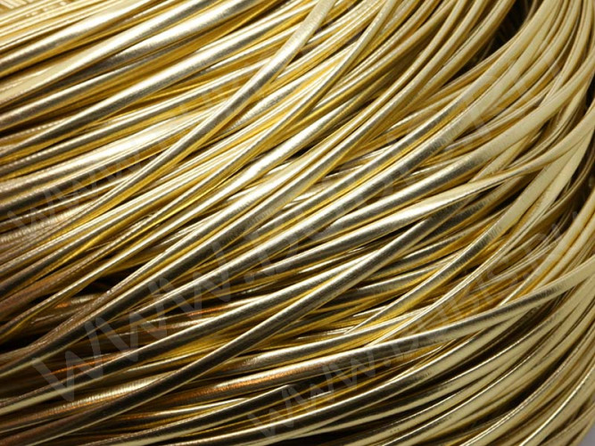 Шнур кожаный 25 мягкий кожзам полоска 1,6-2*1мм золотистый (1м)