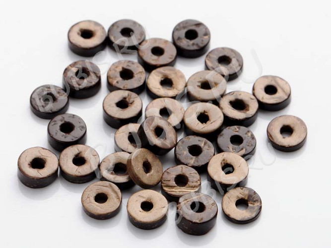 Бусина Шайбочка 03 рондель 12*12*4мм коричнево-бежевая (кокос) (20шт)