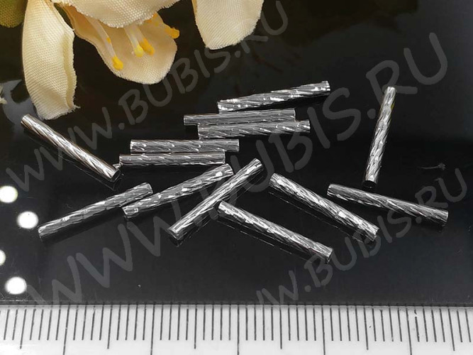 (СКИДКИ!!!) Трубочка металлическая 12 прямая витая 15*2мм цвет платины (Brass) (10шт.)