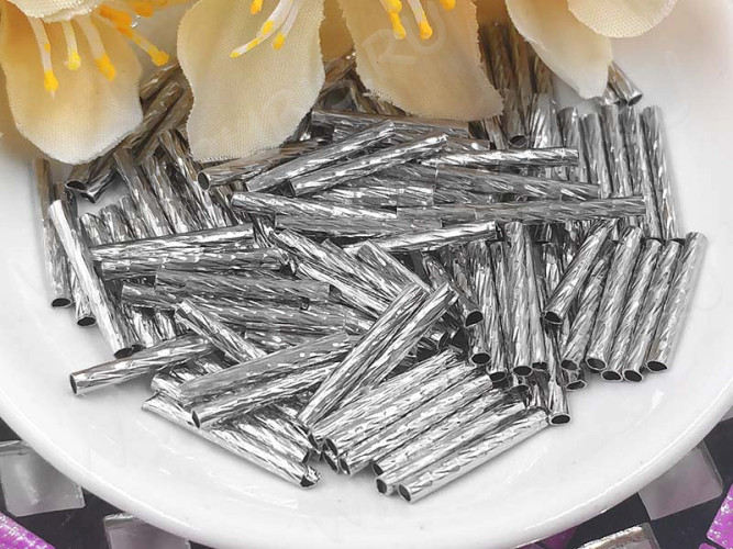 (СКИДКИ!!!) Трубочка металлическая 12 прямая витая 15*2мм цвет платины (Brass) (10шт.)