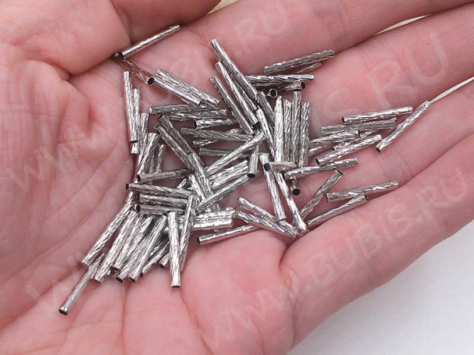 (СКИДКИ!!!) Трубочка металлическая 12 прямая витая 15*2мм цвет платины (Brass) (10шт.)