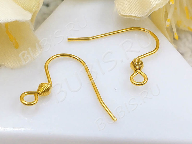 Швензы-крючки №095 18*16*0,7мм позолоченные Gold Plated 24K золотистые (Хирургическая Сталь) (1 пара)