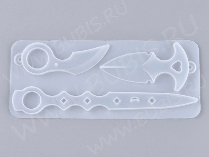 Молд 237 для эпоксидной смолы брелки для самообороны 3 ножа (силикон)