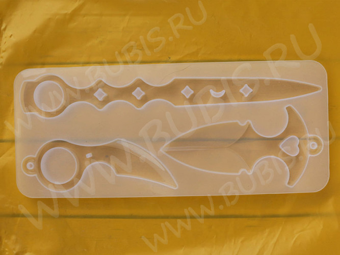 Молд 237 для эпоксидной смолы брелки для самообороны 3 ножа (силикон)