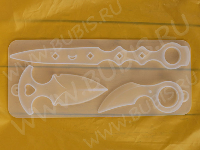 Молд 237 для эпоксидной смолы брелки для самообороны 3 ножа (силикон)