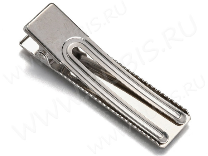 Основа (заготовка) для заколки №39 "крокодильчик" с зубчиками широкий 60*16мм цвет платины (Iron)