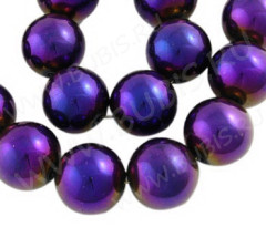 Бусина округлая 8*7,5мм фиолетовый металлик непрозрачная (стекло)