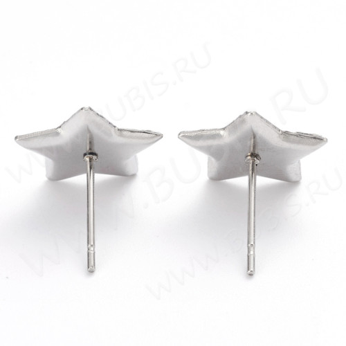 Пуссеты ("гвоздики") №193 (с сеттингом звезда 12*12мм) 12,5*12*0,6мм цвет платины (Хирургическая сталь) (1 пара)