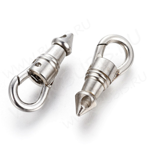 Замочек карабин №105 капля пуля 22*9*6мм цвет платины (Хирургическая сталь)