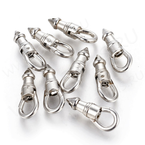 Замочек карабин №105 капля пуля 22*9*6мм цвет платины (Хирургическая сталь)