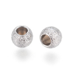 Бусина Шарик металлический "сахарный" 3*2мм цвет платины (Хирургическая сталь)