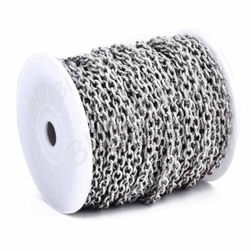 Цепочка S110 ювелирная крупная с узором 7*5*1,3мм цвет платины (Хирургическая сталь) (50см)