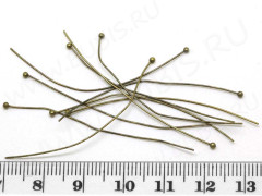 Штифт с ШАРИКОМ 50*0,5мм античная бронза (Brass) (10шт.)