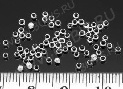 Зажимные бусины 02 округлые 2*2*1,2мм серебристые (Brass) (2г. ок.150шт.)