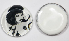 Кабошон стеклянный 15 Круг 22*22*6мм рисунок 01 (стекло)