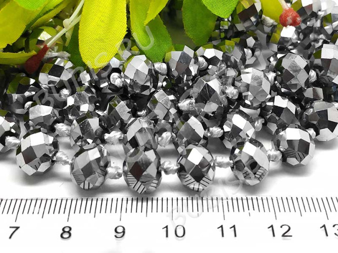 Бусина кристалл Абакус гранёный 10*10*7,5мм т.серебристый непрозрачный (имитация Сваровски)