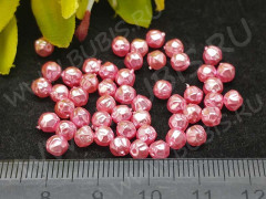 Бусина "жемчуг" 4мм ГРАНЁНАЯ яр.розовая непрозрачная (Чешское стекло) (10шт.)