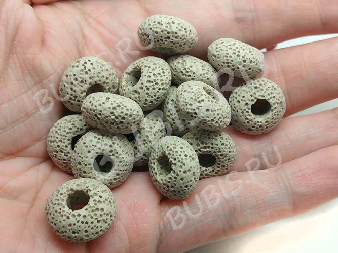 Бусина Пандора 071 Рондель каменный 16*16*9мм Лава бежевая (камни) (Pandora Style)