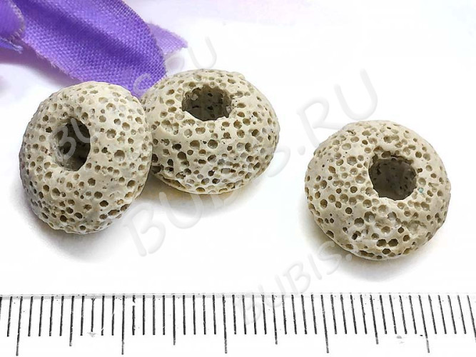 Бусина Пандора 071 Рондель каменный 16*16*9мм Лава бежевая (камни) (Pandora Style)