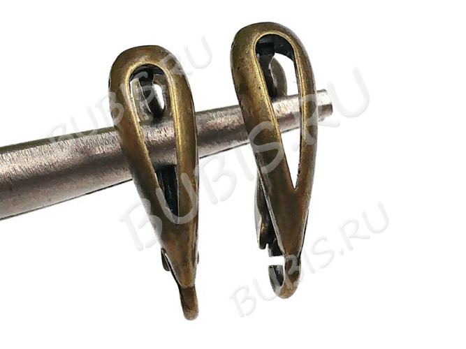 Швензы с английским замком №87 Капля маленькая 16*11*5мм античная бронза (Brass) (1 пара)