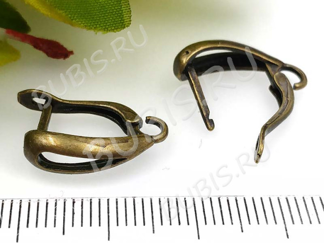 Швензы с английским замком №87 Капля маленькая 16*11*5мм античная бронза (Brass) (1 пара)