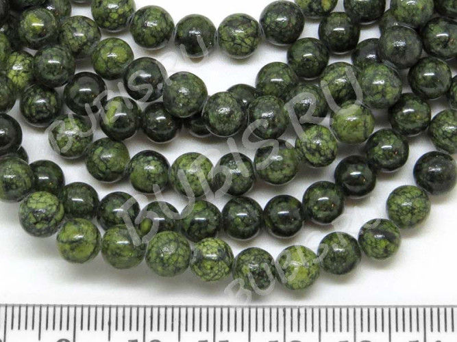 (СКИДКИ!!!) Бусина округлая 6мм Змеевик (камни) (10шт.)