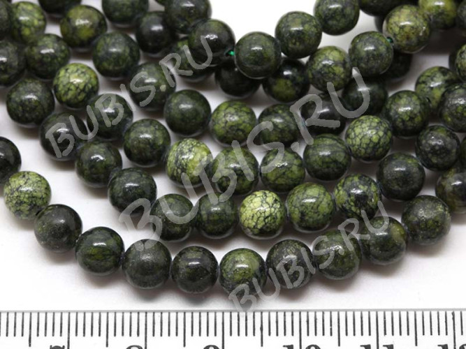 (СКИДКИ!!!) Бусина округлая 6мм Змеевик (камни) (10шт.)
