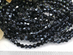 (ОПТ) Бусина кристалл Биконус гранёный 4*4мм Хрусталь т.серый непрозрачный (имитация Сваровски) (НИТЬ)