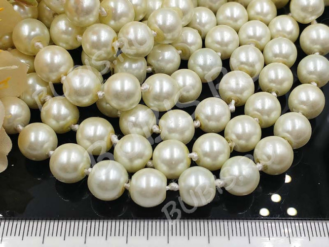 Бусина округлая "жемчуг" 10мм айвори (стекло)