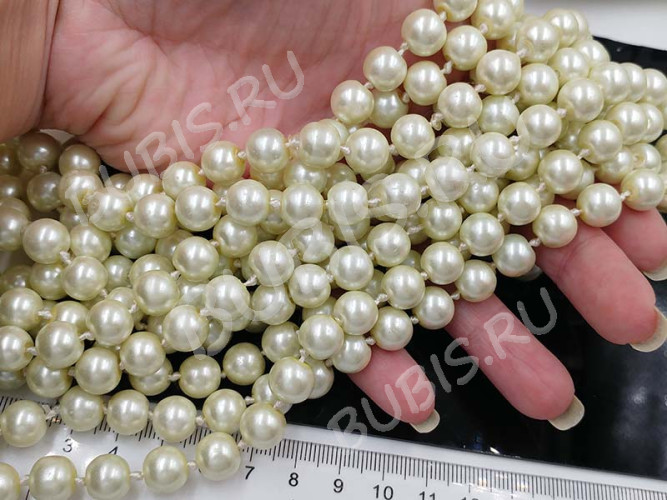 Бусина округлая "жемчуг" 10мм айвори (стекло)