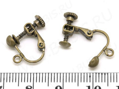 Основы для клипс №09 винтовые 16*13мм античная бронза (Brass) (1 пара)