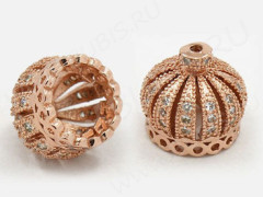 Концевик 071 Корона коннектор с кубическим цирконием 11,5*11*11мм розовое золото и прозрачный (Milano LUX) (Brass)