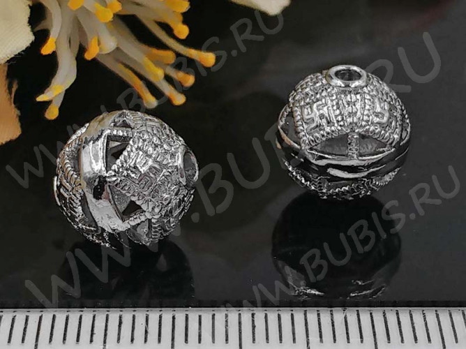 Бусина ажурная 31 Шарик 11,5*11*11мм цвет платины (Milano LUX) (Brass с родированием)