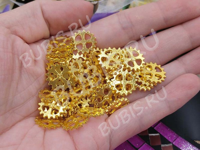 (СКИДКИ!!!) Шестерёнка 14 14*14*1,7мм золотистая (литьё) (Steampunk) (10шт.)