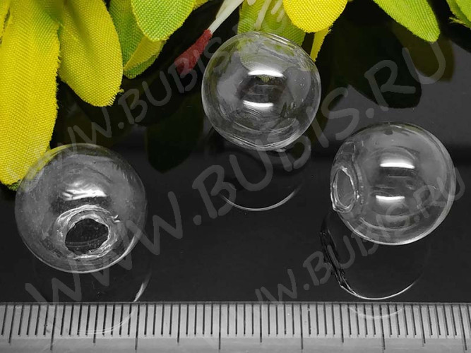 Пузырь стеклянный 44 Сфера с одним отверстием (4-5мм) 25*25мм прозрачный (стекло)