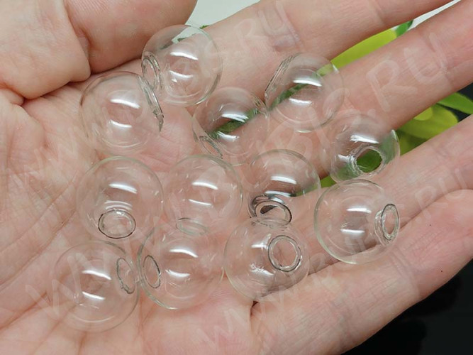 Пузырь стеклянный 44 Сфера с одним отверстием (4-5мм) 25*25мм прозрачный (стекло)