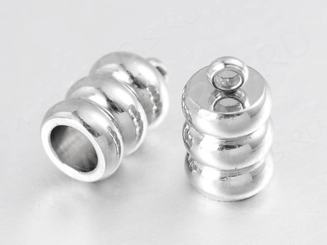 Концевик 097 10*5,5*5,5мм для шнура до 3,5мм цвет платины (Хирургическая сталь)