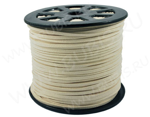 (ОПТ) Замшевый шнур 03 плоский 3*1,5мм светло-бежевый (87м)