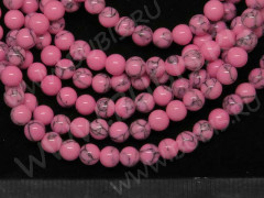 (ОПТ) Бусина округлая 4мм Говлит розовый (камни) (НИТЬ)