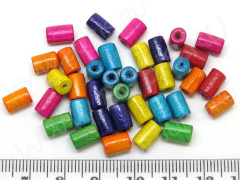 Бусины Трубочки 04 цветные 8*4,5*4,5мм яркий микс (дерево) (50шт.)