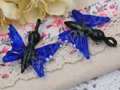Кулон Бабочка 02 39-40*33-38мм сине-чёрная (Lampwork)