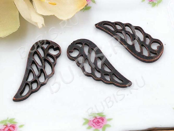 (СКИДКИ!!!) Подвеска Крыло 05 двустороннее 21,5*9*1,3мм античная медь (литьё) (10шт.)