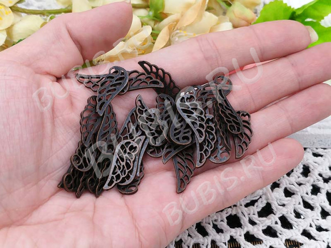 (СКИДКИ!!!) Подвеска Крыло 05 двустороннее 21,5*9*1,3мм античная медь (литьё) (10шт.)
