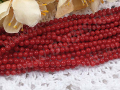 (ОПТ) Бусина округлая 2-3мм Коралл т.красный натуральный (камни) (НИТЬ)