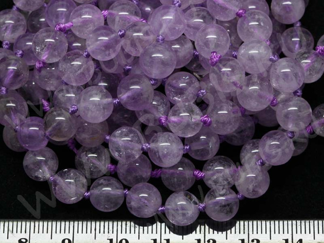 (ОПТ) Бусина округлая 8мм Аметист светлый натуральный (камни) (НИТЬ)