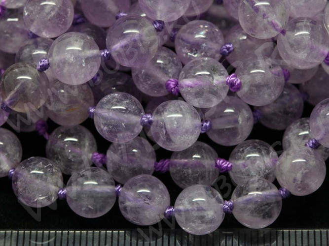 (ОПТ) Бусина округлая 8мм Аметист светлый натуральный (камни) (НИТЬ)
