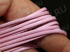 Шнур кожаный 25 мягкий кожзам полоска 2*1мм розовый (1м)