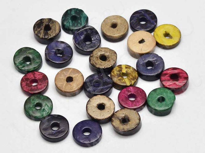 Бусина Шайбочка 03 рондель 12*12*4мм МИКС (кокос) (20шт)