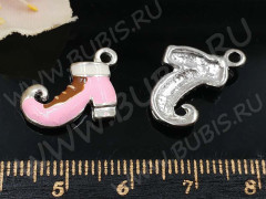 Подвеска Ботинок 01 15,5*13*3мм розово-белый (цветные подвески)