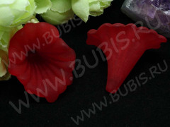 Бусина акрил Цветочек 61 воронка матовый 40*34*33мм красный полупрозрачный (акрил)